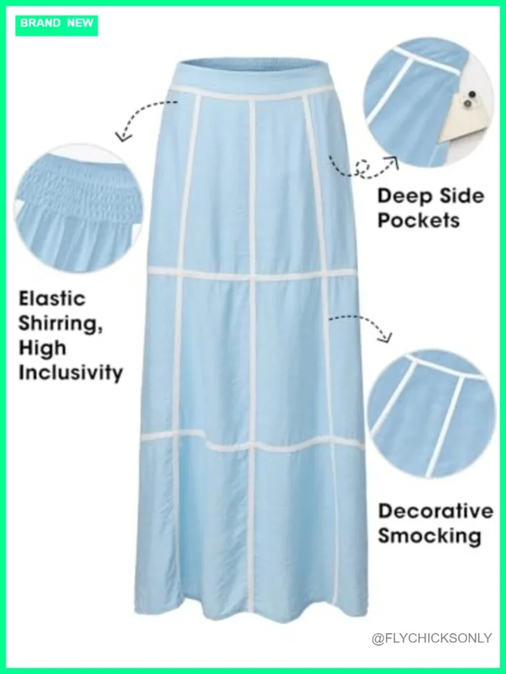 Faux Linen Boho Maxi Skirt with Pockets - Flowy A-Line